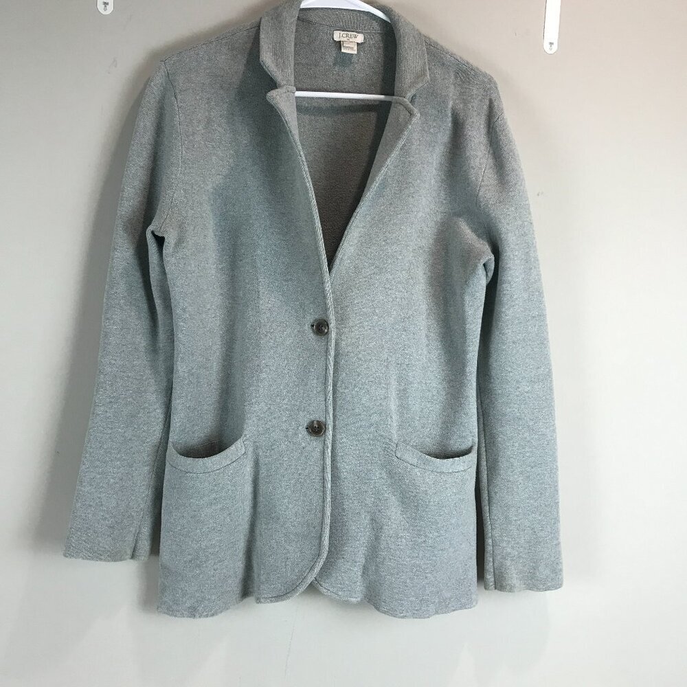 Women's J. Crew Factory Grey Cotton Knit 2 button blazer Size S